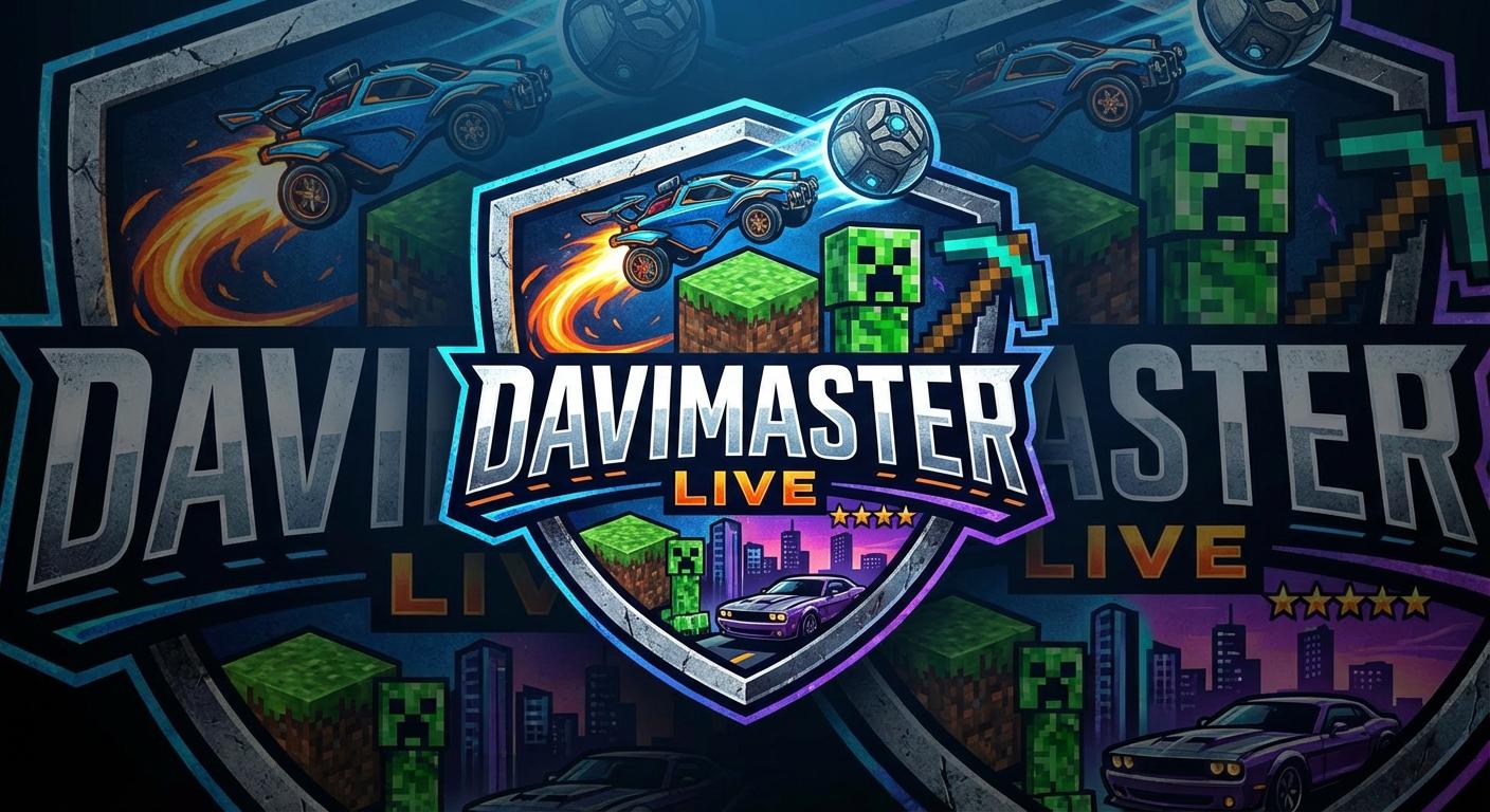 Um logo legal para a live de jogos 'DaviMaster'. Com tema do 'Rocket League, Minecraft e GTA V'. - Beellon CashLike