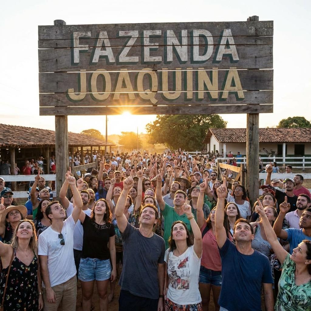 Gero aviso grande que diga fazenda Joaquina  tenha muita gente olhando para acimo o aviso - Beellon CashLike