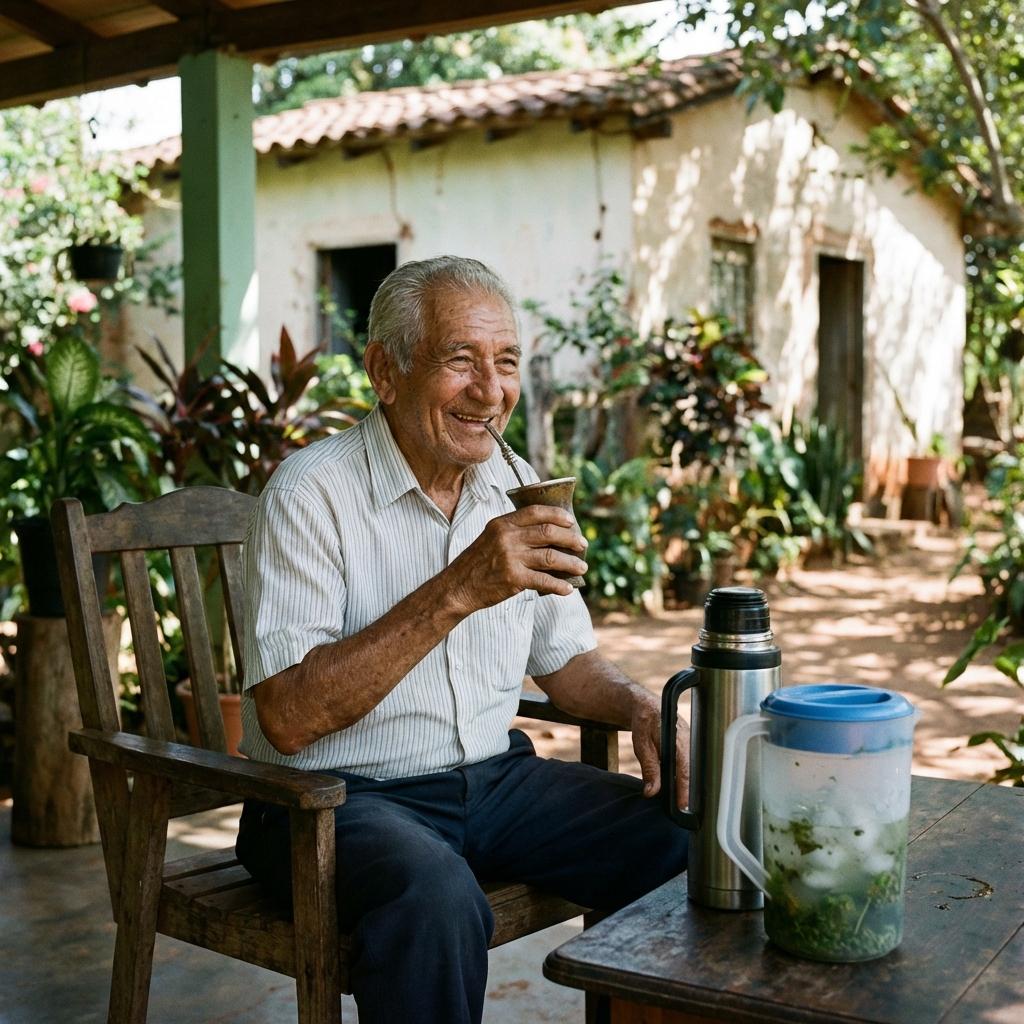Crear una imagen de un señor tomando terere - Beellon CashLike
