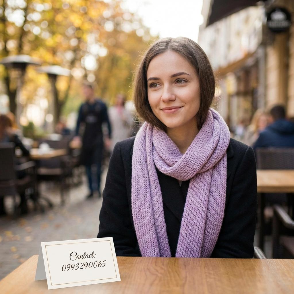 Crear una imagen de una joven con bufanda color lila contacte 0993290065 - Beellon CashLike