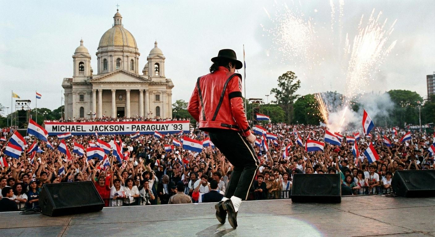 genera una imagen de michale jackson bailando en el paraguay - Beellon CashLike
