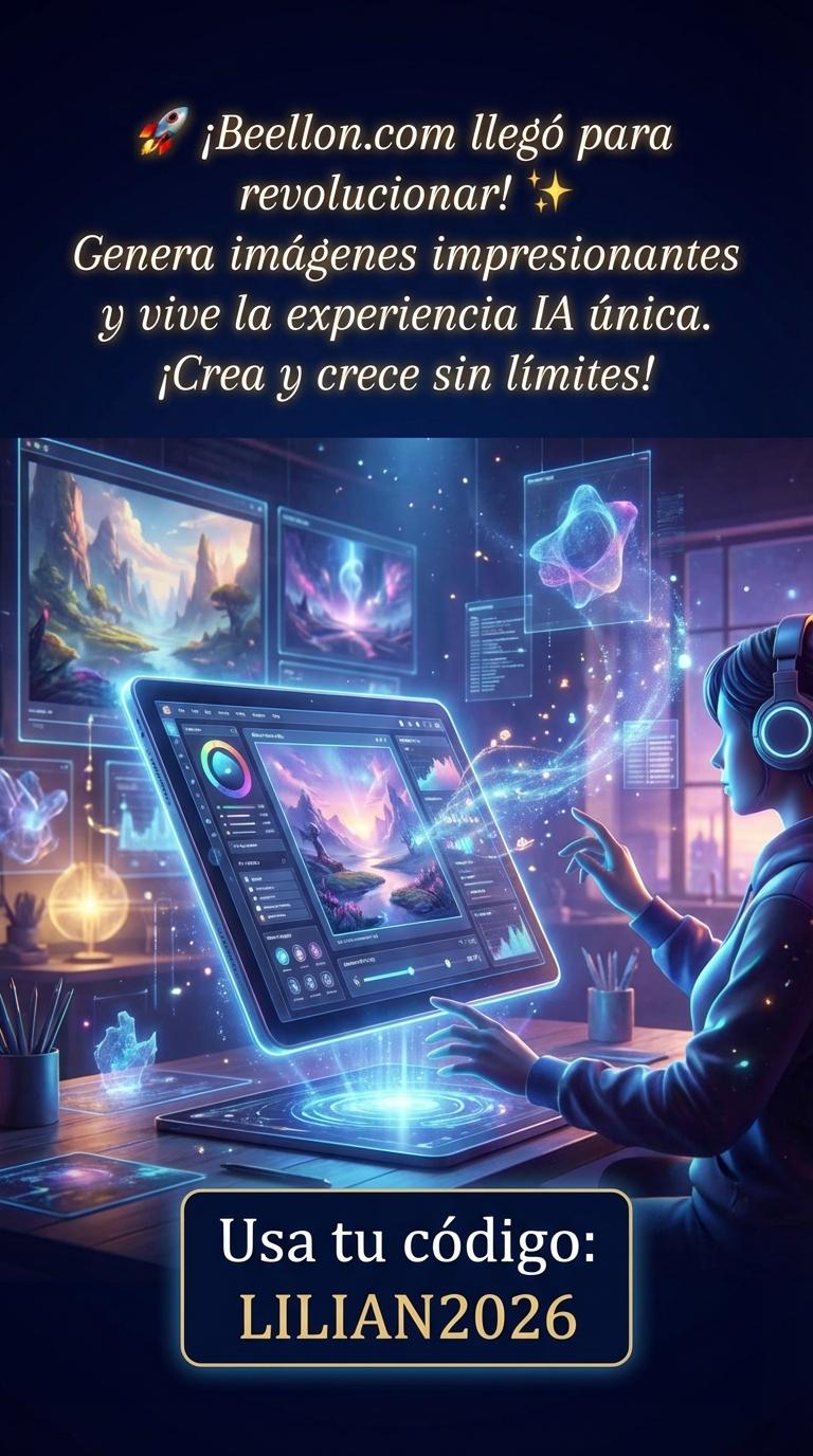 Entendido! Aquí tienes la versión concisa y con el código:  🚀 ¡Beellon.com llegó para revolucionar! ✨ Genera imágenes impresionantes y vive la experiencia IA única.  ¡Crea y crece sin límites!  Usa tu código: LILIAN2026 - Beellon CashLike