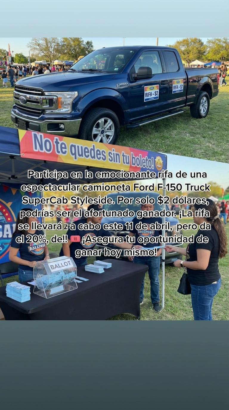 No te quedes sin tu boleto! 🤩 Participa en la emocionante rifa de una espectacular camioneta Ford F-150 Truck SuperCab Styleside. Por solo $2 dólares, podrías ser el afortunado ganador. ¡La rifa se llevará a cabo este 11 de abril, pero date prisa, solo queda el 20% de los boletos disponibles! 🎟️ ¡Asegura tu oportunidad de ganar hoy mismo! - Beellon CashLike