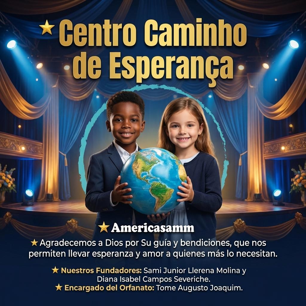 🌟 Centro Caminho de Esperança
🌟 Americasamm
🌟 Agradecemos a Dios por Su guía y bendiciones, que nos permiten llevar esperanza y amor a quienes más lo necesitan.
🌟 Nuestros Fundadores: Sami Junior Llerena Molina y Diana Isabel Campos Severiche.
🌟 Encargado del Orfanato: Tome Augusto Joaquim. - Beellon CashLike