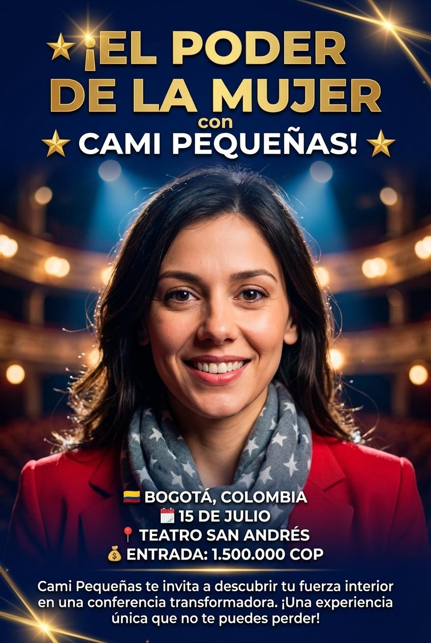 ⭐ ¡EL PODER DE LA MUJER con CAMI PEQUEÑAS! ⭐

🇨🇴 BOGOTÁ, COLOMBIA
📅 15 DE JULIO
📍 TEATRO SAN ANDRÉS
💰 ENTRADA: 1.500.000 COP

Cami Pequeñas te invita a descubrir tu fuerza interior en una conferencia transformadora. ¡Una experiencia única que no te puedes perder! - Beellon CashLike