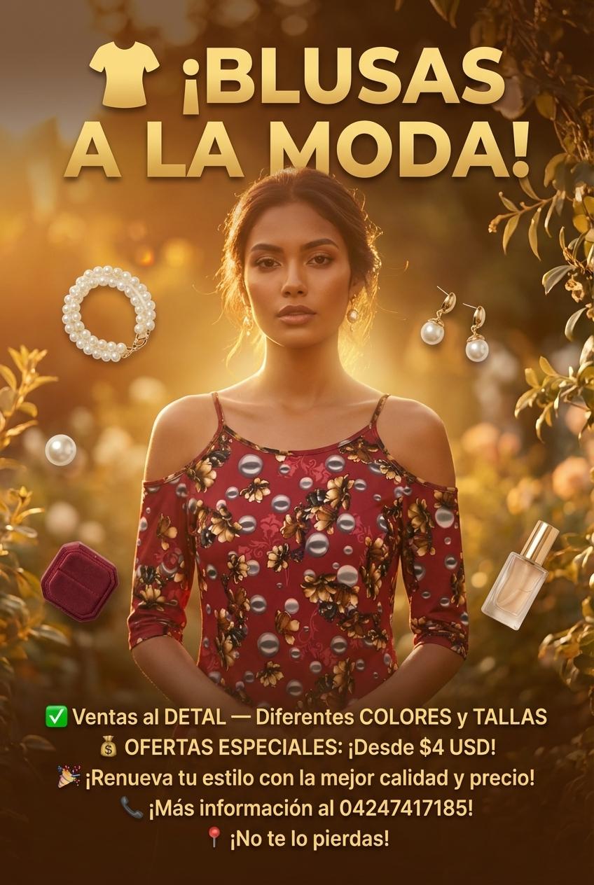 👚 ¡BLUSAS A LA MODA!
✅ Ventas al DETAL — Diferentes COLORES y TALLAS
💰 OFERTAS ESPECIALES: ¡Desde $4 USD!
🎉 ¡Renueva tu estilo con la mejor calidad y precio!
📞 ¡Más información al 04247417185!
📍 ¡No te lo pierdas! - Beellon CashLike