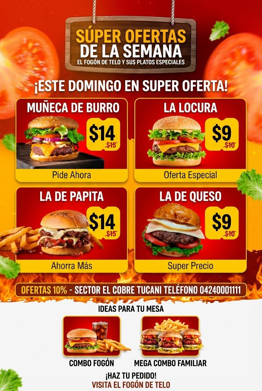 El fogón de telo  y sus platos especiales . Este domingo en super oferta . Sector el cobre tucani teléfono 04240001111. Ofertas 10% - Beellon CashLike