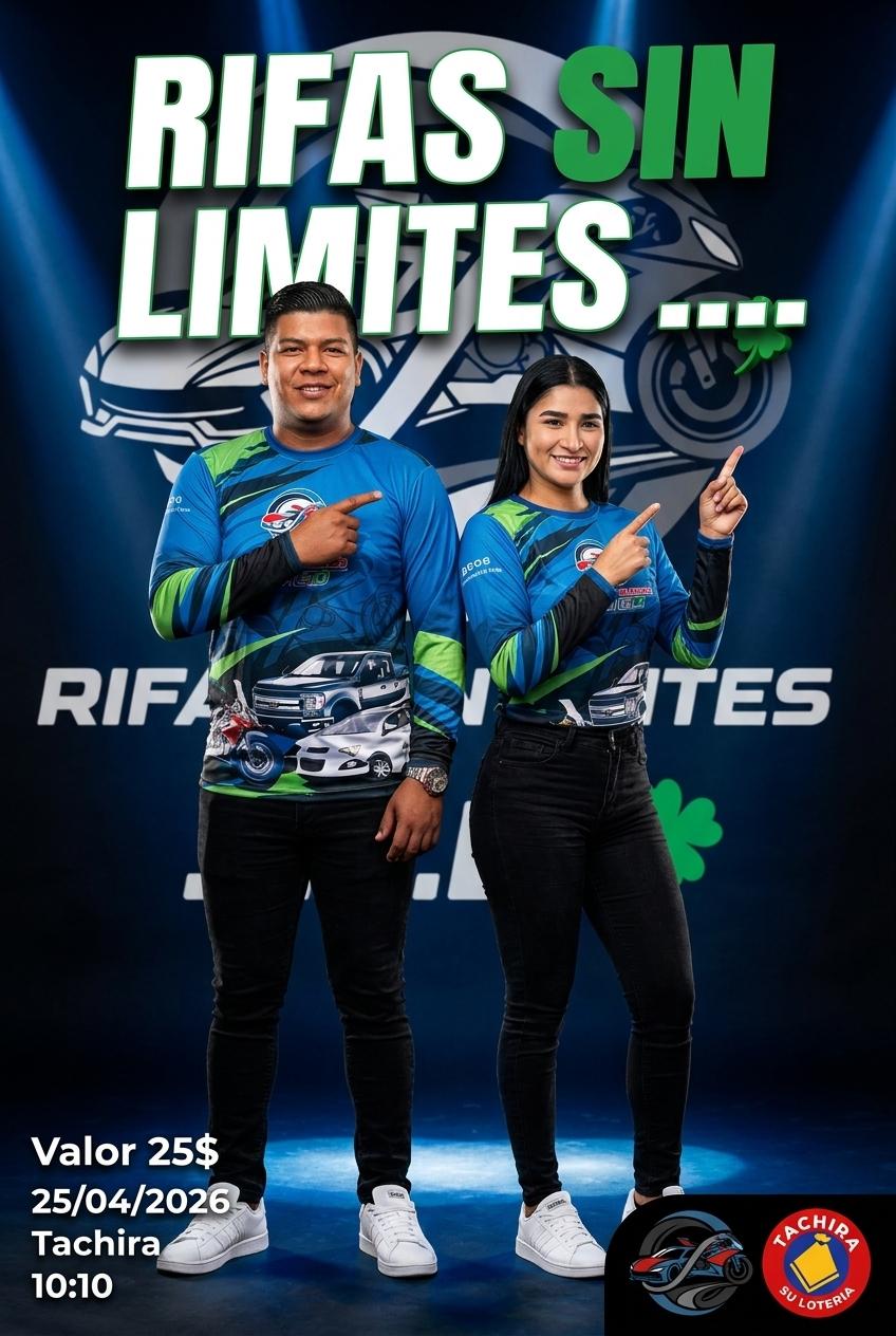 Rifas sin limites ....
Valor 25$
25/04/2026
Tachira 
10:10 - Beellon CashLike