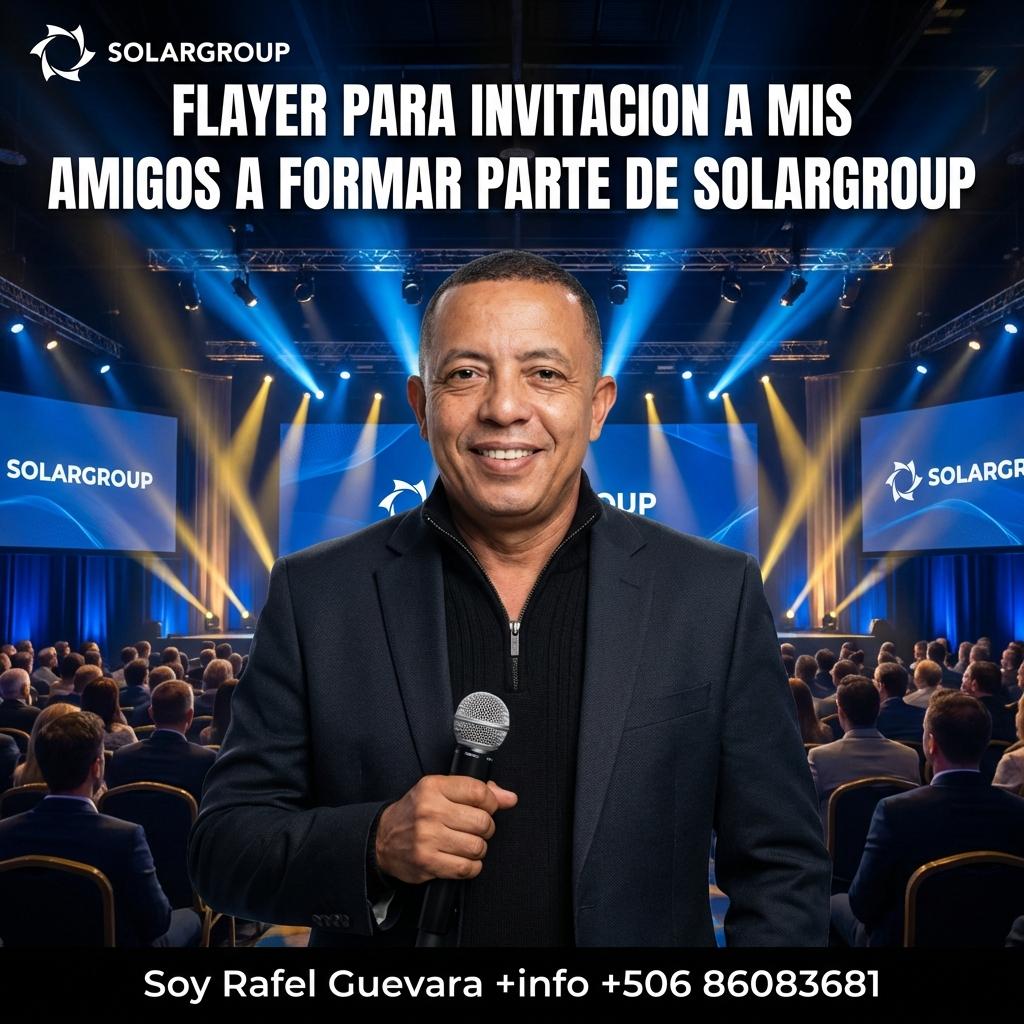 Flayer para invitacion a mis amigos a formar parte de solargrup, Soy  Rafel Guevara +info +506 86083681 - Beellon CashLike