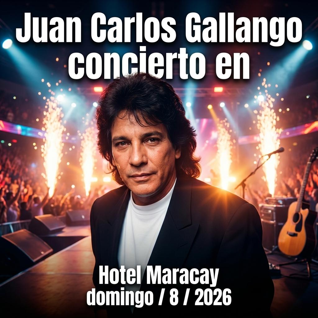 Juan Carlos Gallango concierto en el Hotel Maracay domingo / 8 / 2026 - Beellon CashLike