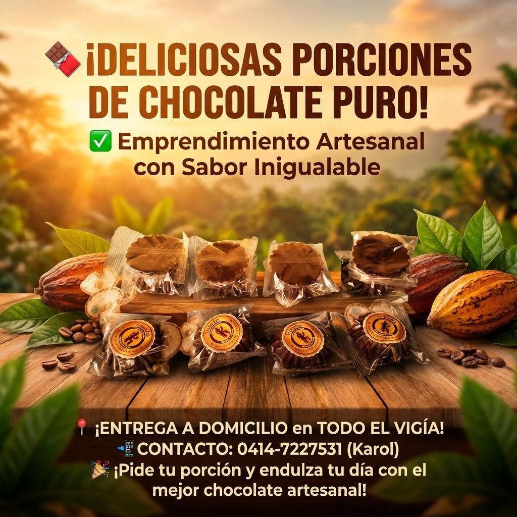🍫 ¡DELICIOSAS PORCIONES DE CHOCOLATE PURO!
✅ Emprendimiento Artesanal con Sabor Inigualable
📍 ¡ENTREGA A DOMICILIO en TODO EL VIGÍA!
📲 CONTACTO: 0414-7227531 (Karol)
🎉 ¡Pide tu porción y endulza tu día con el mejor chocolate artesanal! - Beellon CashLike