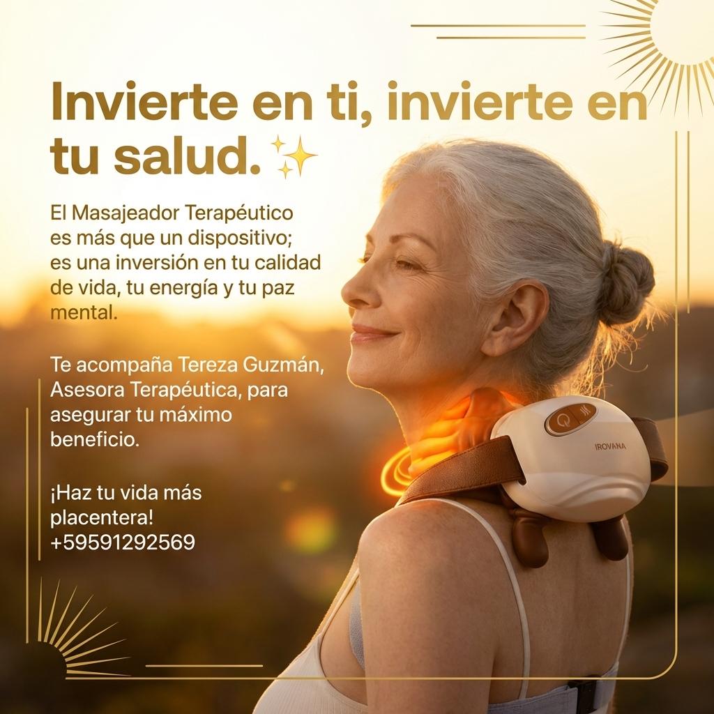 "Invierte en ti, invierte en tu salud. ✨ El Masajeador Terapéutico es más que un dispositivo; es una inversión en tu calidad de vida, tu energía y tu paz mental. Te acompaña Tereza Guzmán, Asesora Terapéutica, para asegurar tu máximo beneficio. ¡Haz tu vida más placentera! +59591292569" - Beellon CashLike