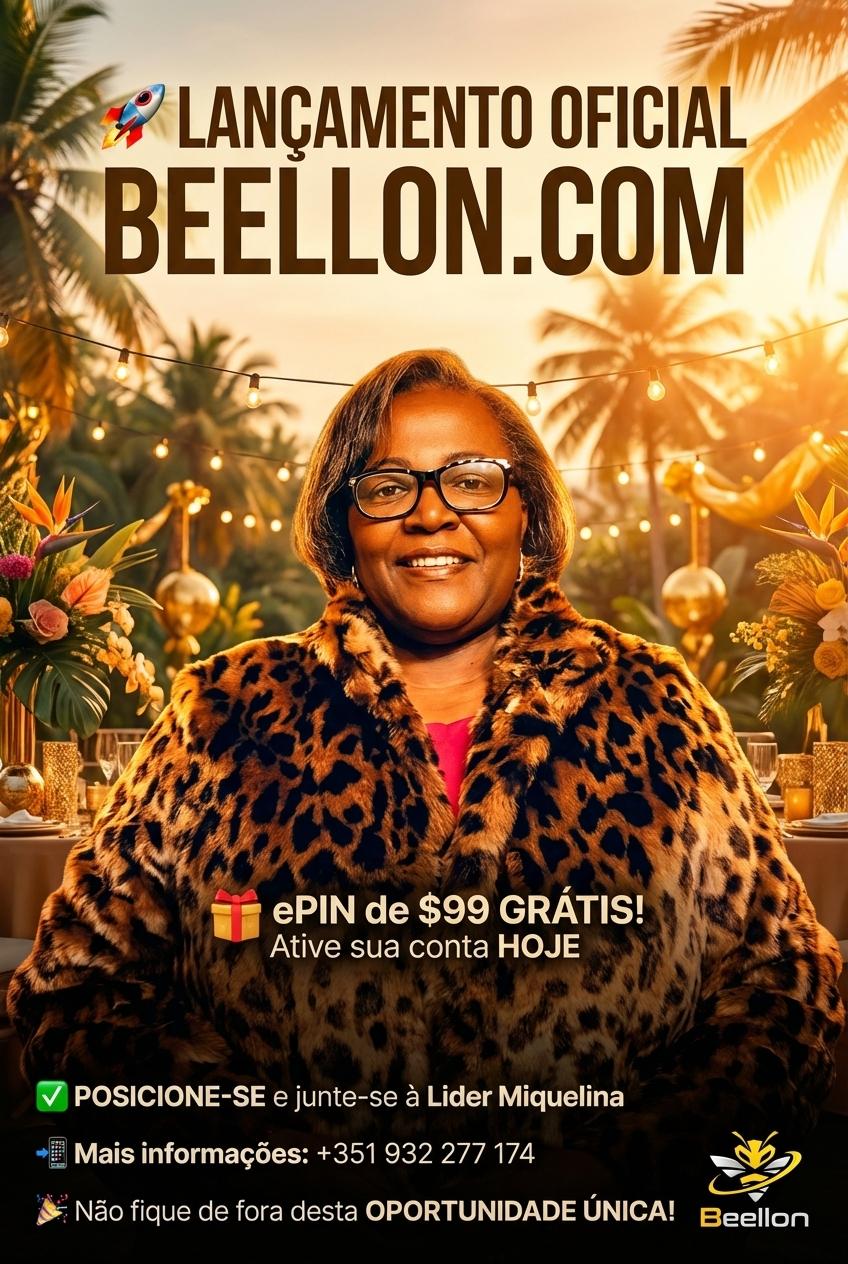 🚀 LANÇAMENTO OFICIAL BEELLON.COM
🎁 ePIN de $99 GRÁTIS! Ative sua conta HOJE
✅ POSICIONE-SE e junte-se à Lider Miquelina
📲 Mais informações: +351 932 277 174
🎉 Não fique de fora desta OPORTUNIDADE ÚNICA! - Beellon CashLike
