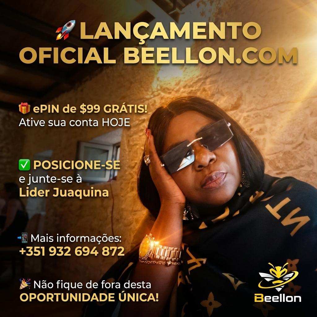 🚀 LANÇAMENTO OFICIAL BEELLON.COM
🎁 ePIN de $99 GRÁTIS! Ative sua conta HOJE
✅ POSICIONE-SE e junte-se à Lider Juaquina
📲 Mais informações: +351 932 694 872
🎉 Não fique de fora desta OPORTUNIDADE ÚNICA! - Beellon CashLike