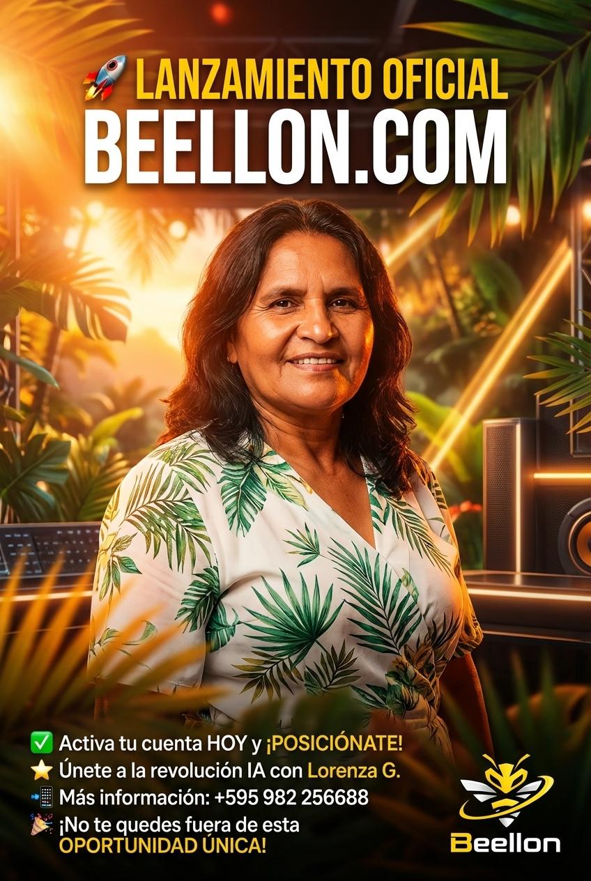 🚀 LANZAMIENTO OFICIAL BEELLON.COM
✅ Activa tu cuenta HOY y ¡POSICIÓNATE!
⭐ Únete a la revolución IA con Lorenza G.
📲 Más información: +595 982 256688
🎉 ¡No te quedes fuera de esta OPORTUNIDAD ÚNICA! - Beellon CashLike