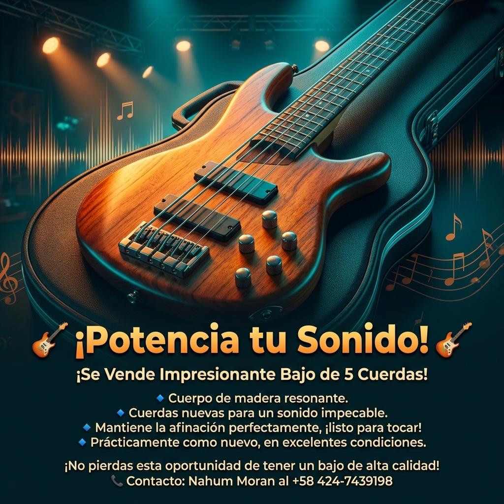 🎸 ¡Potencia tu Sonido! 🎸

¡Se Vende Impresionante Bajo de 5 Cuerdas!

🔹 Cuerpo de madera resonante.
🔹 Cuerdas nuevas para un sonido impecable.
🔹 Mantiene la afinación perfectamente, ¡listo para tocar!
🔹 Prácticamente como nuevo, en excelentes condiciones.

¡No pierdas esta oportunidad de tener un bajo de alta calidad!

📞 Contacto: Nahum Moran al +58 424-7439198 - Beellon CashLike