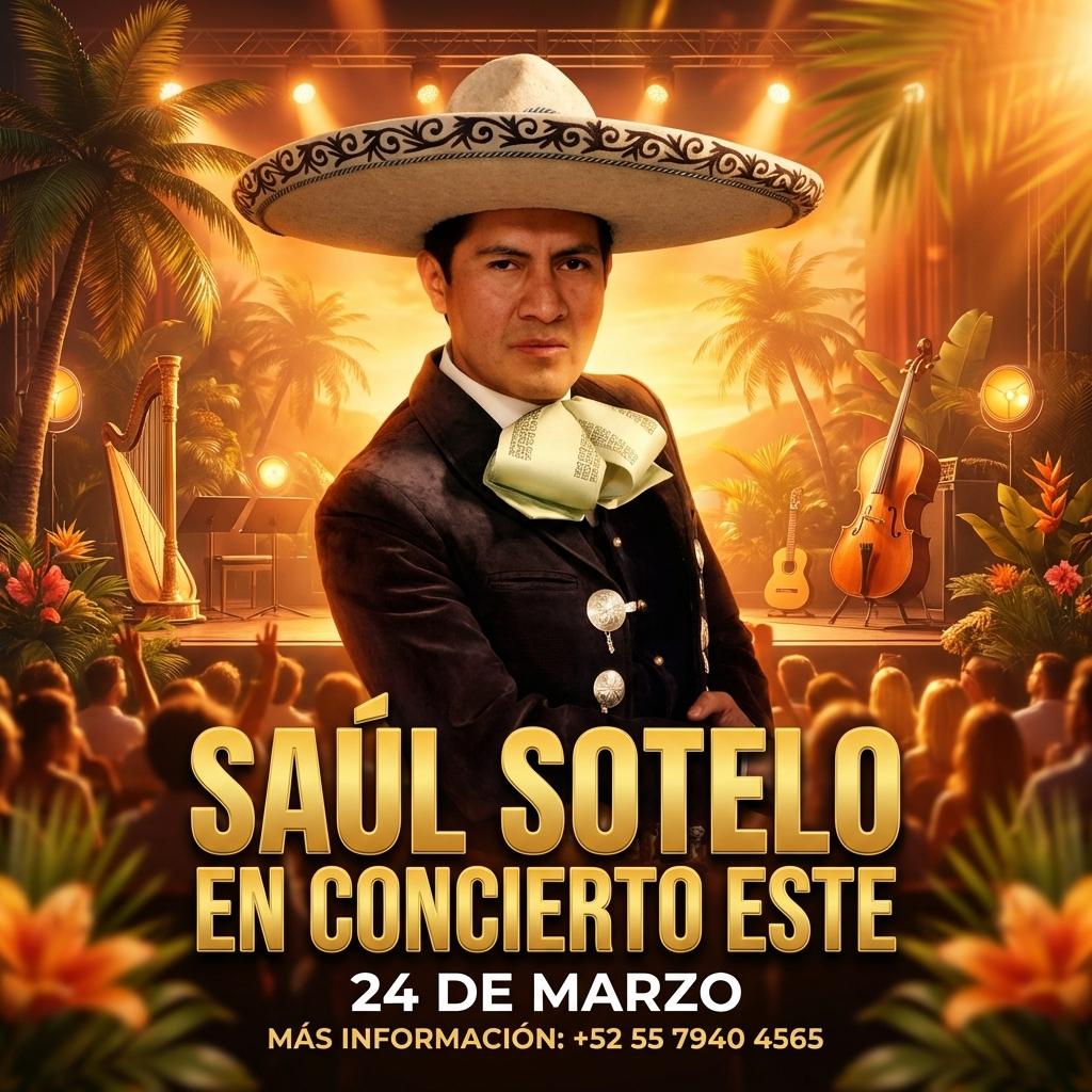 Saúl Sotelo en concierto este 24 de Marzo más información: +52 55 7940 4565 - Beellon CashLike