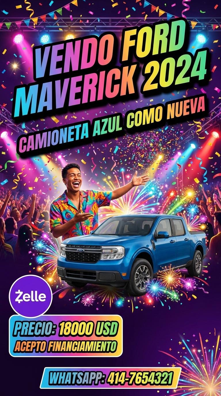 Vendo Ford Maverick 2024
Camioneta azul como nueva
Precio: 18000 USD
Acepto financiamiento
WhatsApp: 414-7654321 - Beellon CashLike