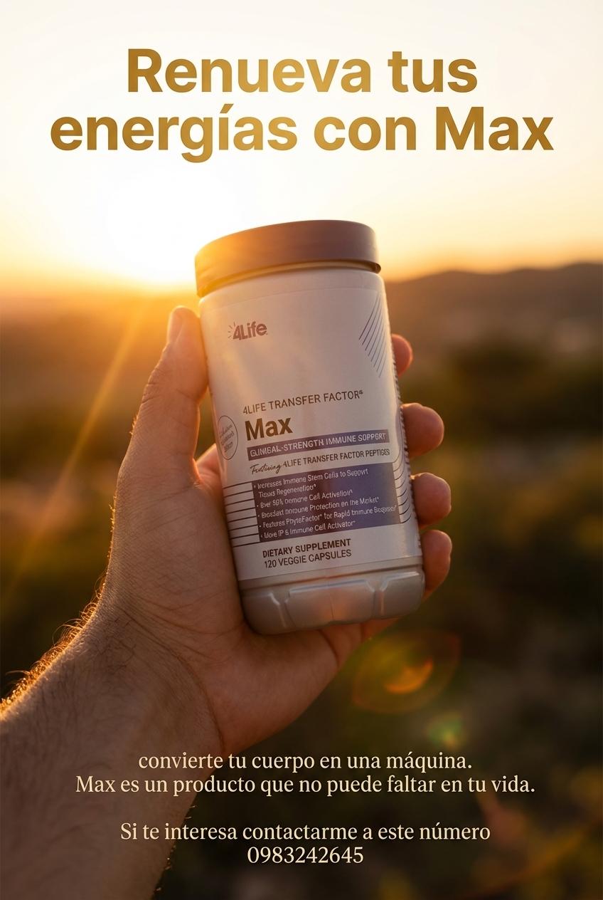 Renueva tus energías con Max , convierte tu cuerpo en una máquina.  Max es un producto que no puede faltar en tu  vida. Si te interesa  contactarme a este número 0983242645 - Beellon CashLike