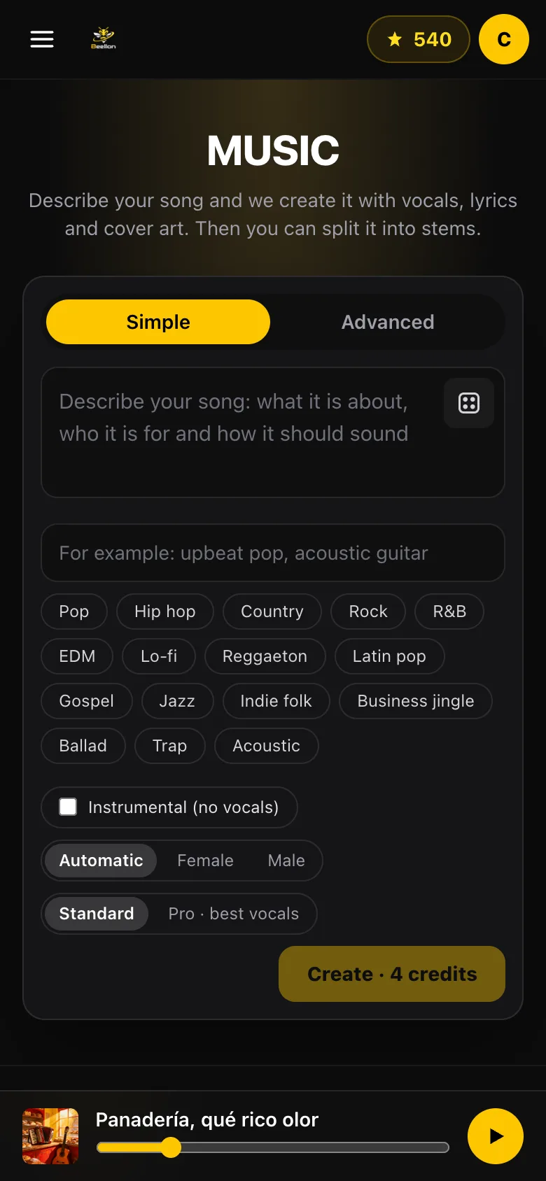 Beellon Music on a phone