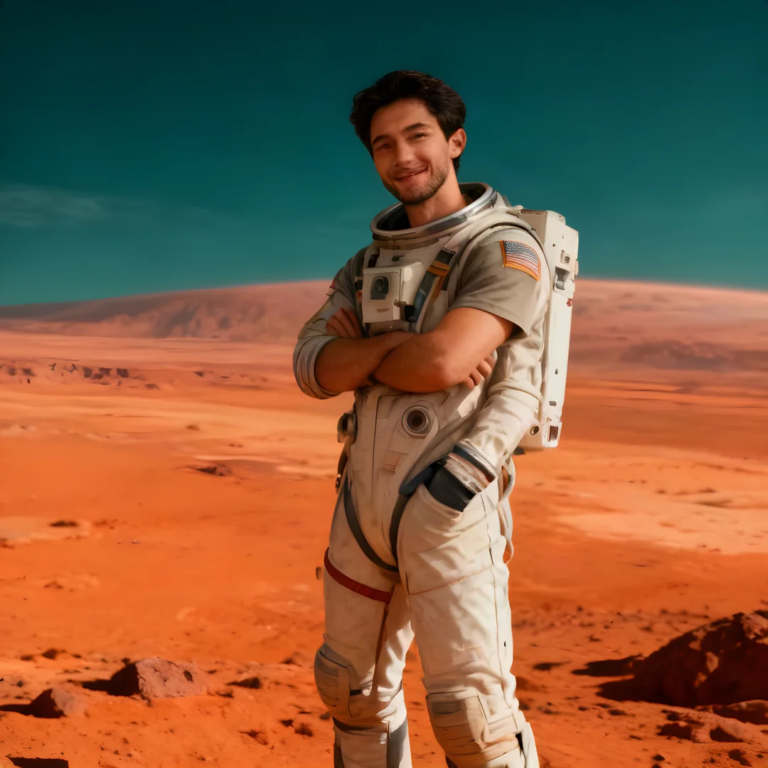 Retrato épico de una persona como astronauta en Marte creado con Modo Leyenda a partir de una selfie